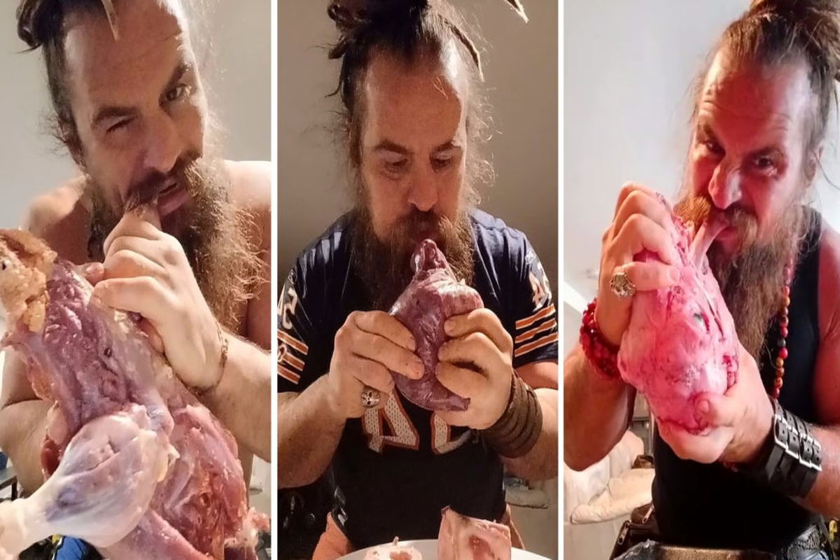 این مرد برای سلامت بدنش انواع گوشت را خام می‌خورد! +تصاویر