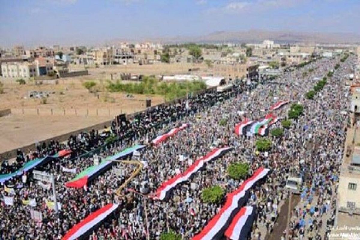 راهپیمایی عظیم مردم یمن در حمایت از مردم فلسطین 